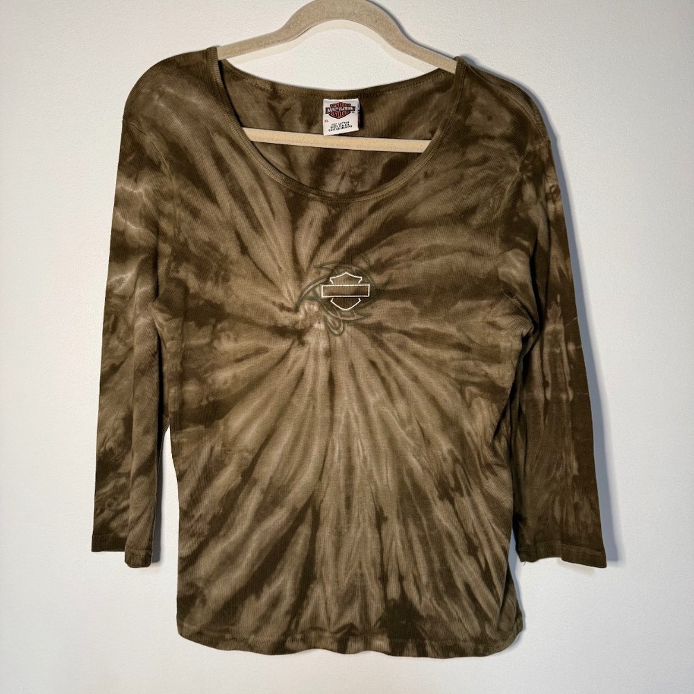 Vintage Harley Davidson Green Camo Tie Dye T-Shirt Made in USA
